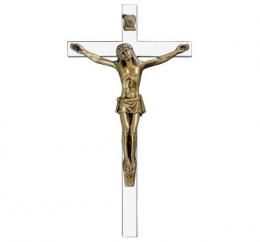 STAINLESS STEEL TUBE CROSS  WITH BRONZE CHRIST